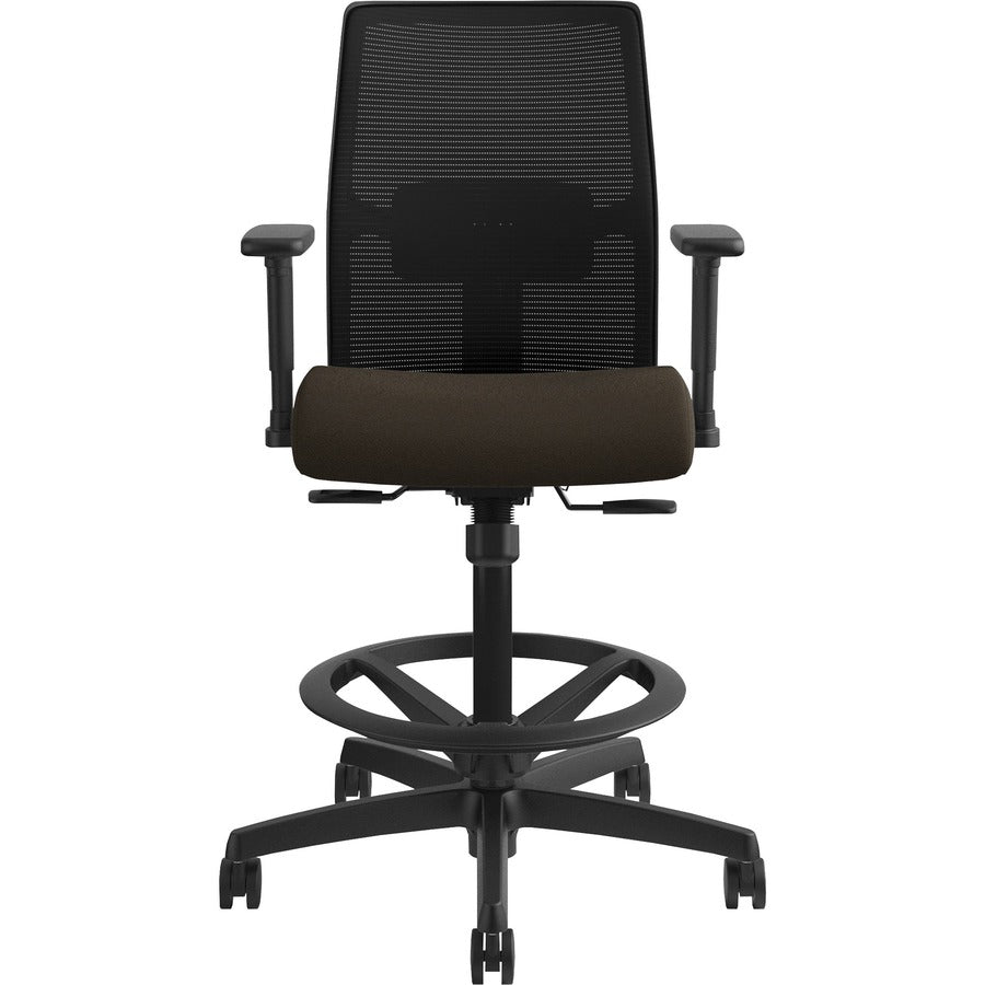 HON Ignition 2.0 Sitting Stool - Espresso Seat Color - Fabric Seat Material - Black Back Color - Mesh Back Material - Bl