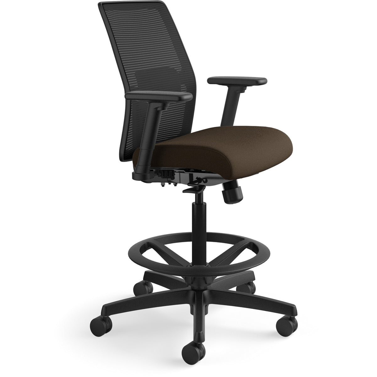 HON Ignition 2.0 Sitting Stool - Espresso Seat Color - Fabric Seat Material - Black Back Color - Mesh Back Material - Bl