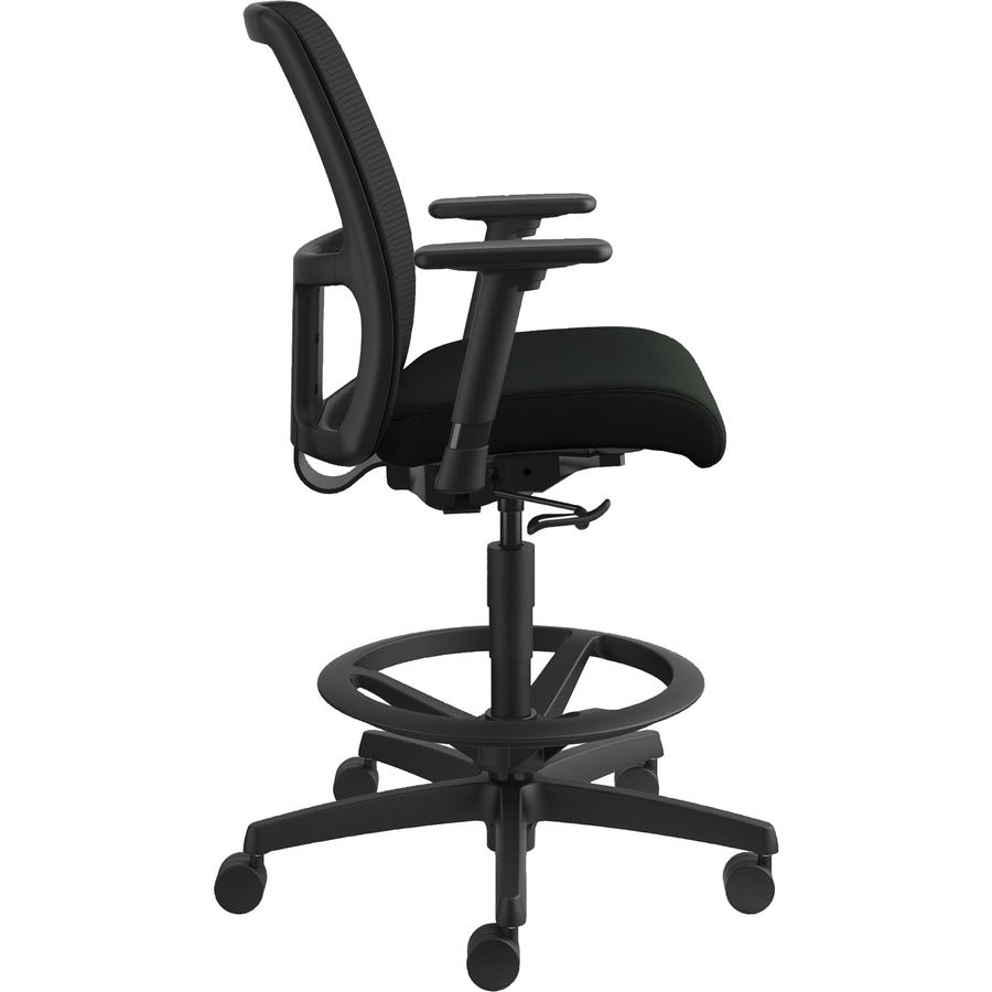 HON Ignition Sitting Stool - Black Seat Color - Vinyl Seat Material - Black Back Color - Mesh Back Material - Black Fram
