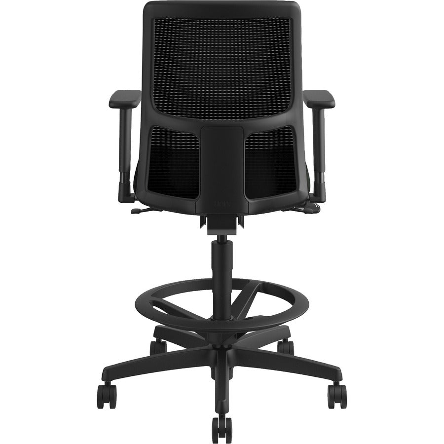 HON Ignition Sitting Stool - Black Seat Color - Vinyl Seat Material - Black Back Color - Mesh Back Material - Black Fram