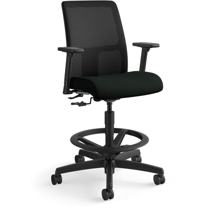 HON Ignition Sitting Stool - Black Seat Color - Vinyl Seat Material - Black Back Color - Mesh Back Material - Black Fram
