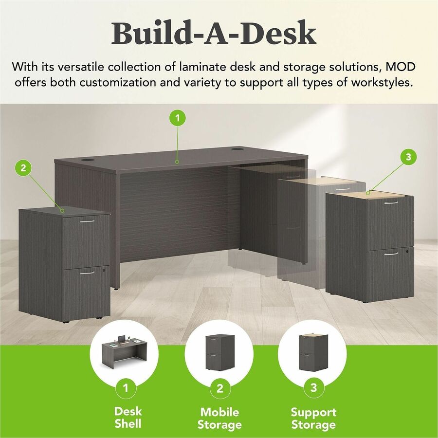 HON Mod HLPLDS6030 Desk Shell - 29" Height x 60" Width x 30" Depth - Finish: Slate Teak - 1 Each