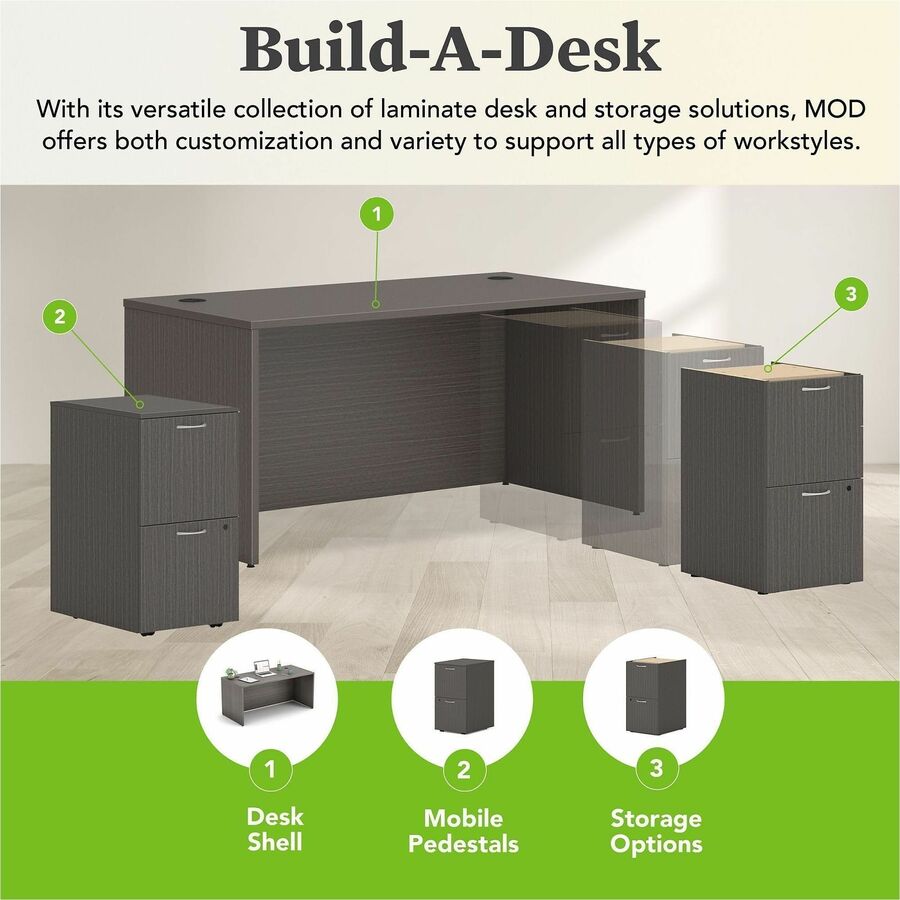 HON Mod HLPLDS6630 Desk Shell - 29" Height x 66" Width x 30" Depth - Finish: Slate Teak - 1 Each