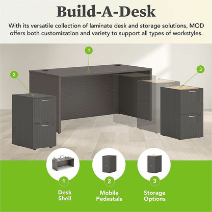 HON Mod HLPLDS6630 Desk Shell - 29" Height x 66" Width x 30" Depth - Finish: Slate Teak - 1 Each