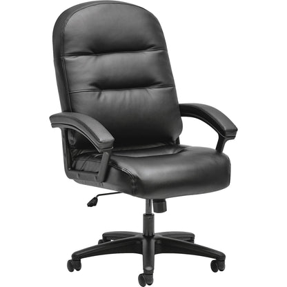 HON Pillow-Soft Chair - Bonded Leather Seat Material - Black Back Color - Bonded Leather Back Material - Black Frame Col