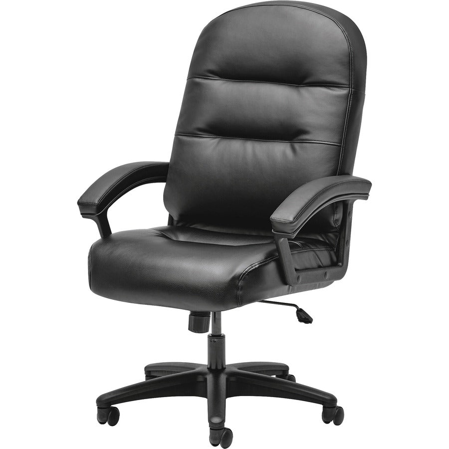 HON Pillow-Soft Chair - Bonded Leather Seat Material - Black Back Color - Bonded Leather Back Material - Black Frame Col