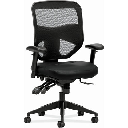 HON Prominent Chair - Black Seat Color - Bonded Leather Seat Material - Black Back Color - Mesh Back Material - Black Fr