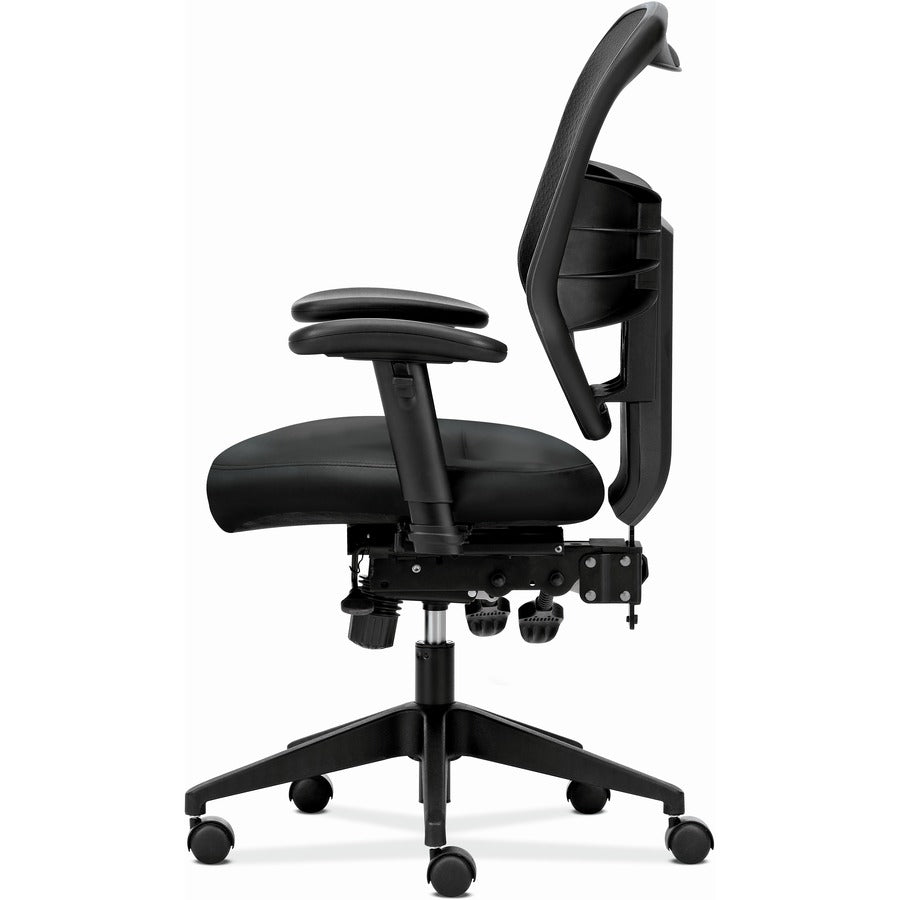 HON Prominent Chair - Black Seat Color - Bonded Leather Seat Material - Black Back Color - Mesh Back Material - Black Fr