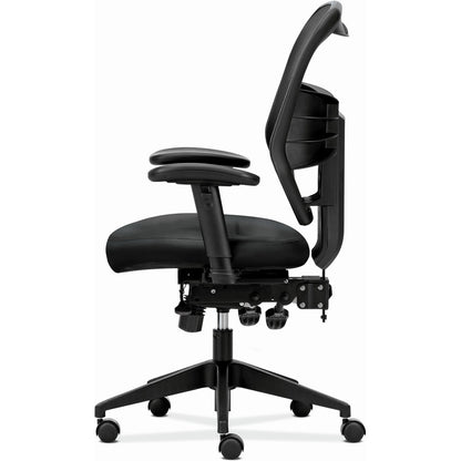 HON Prominent Chair - Black Seat Color - Bonded Leather Seat Material - Black Back Color - Mesh Back Material - Black Fr