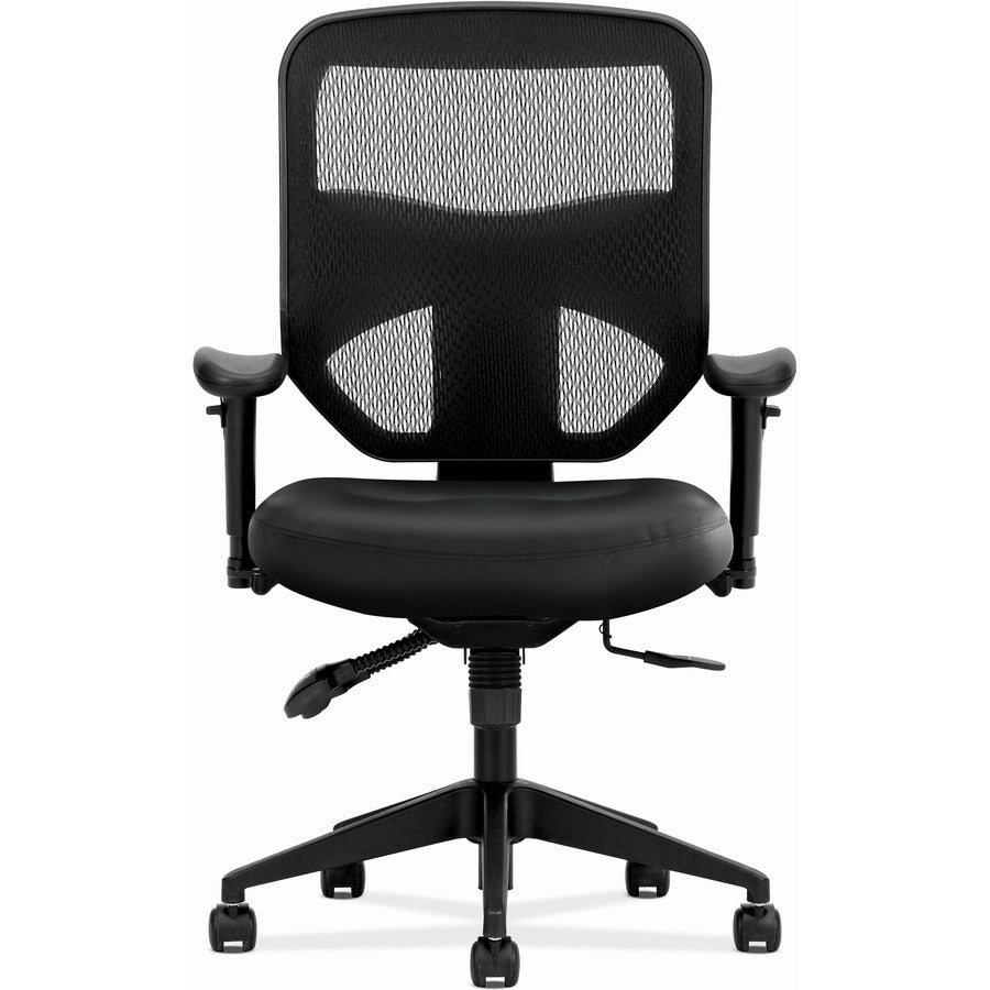 HON Prominent Chair - Black Seat Color - Bonded Leather Seat Material - Black Back Color - Mesh Back Material - Black Fr