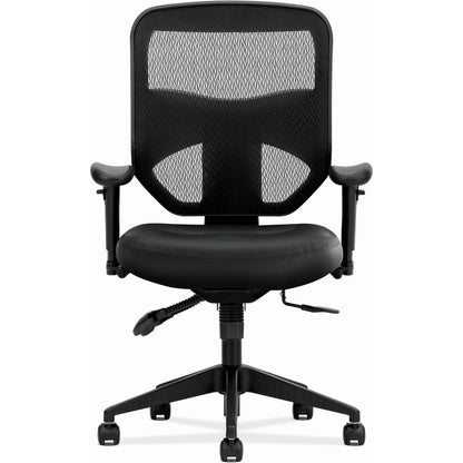 HON Prominent Chair - Black Seat Color - Bonded Leather Seat Material - Black Back Color - Mesh Back Material - Black Fr