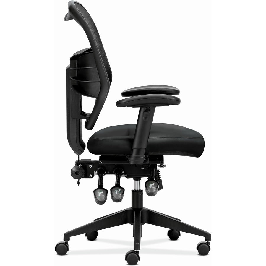 HON Prominent Chair - Black Seat Color - Bonded Leather Seat Material - Black Back Color - Mesh Back Material - Black Fr