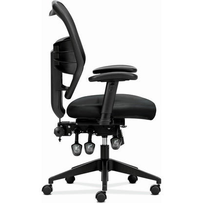 HON Prominent Chair - Black Seat Color - Bonded Leather Seat Material - Black Back Color - Mesh Back Material - Black Fr
