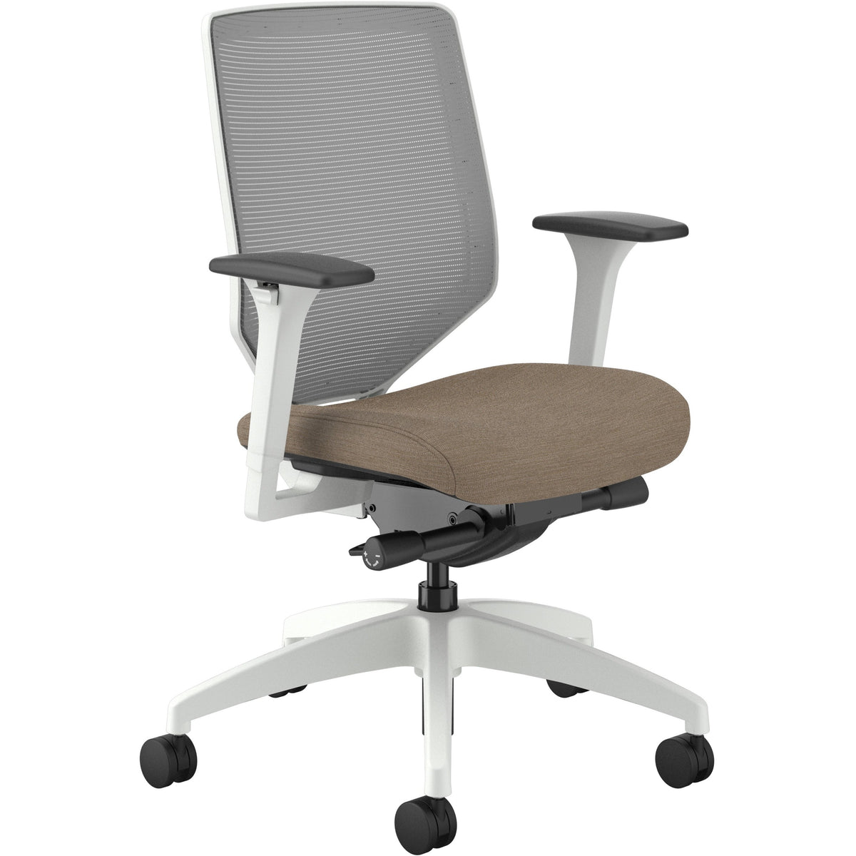 HON Solve Chair - Putty Seat Color - Fabric Seat Material - Fog Back Color - Mesh Back Material - Designer White Frame C