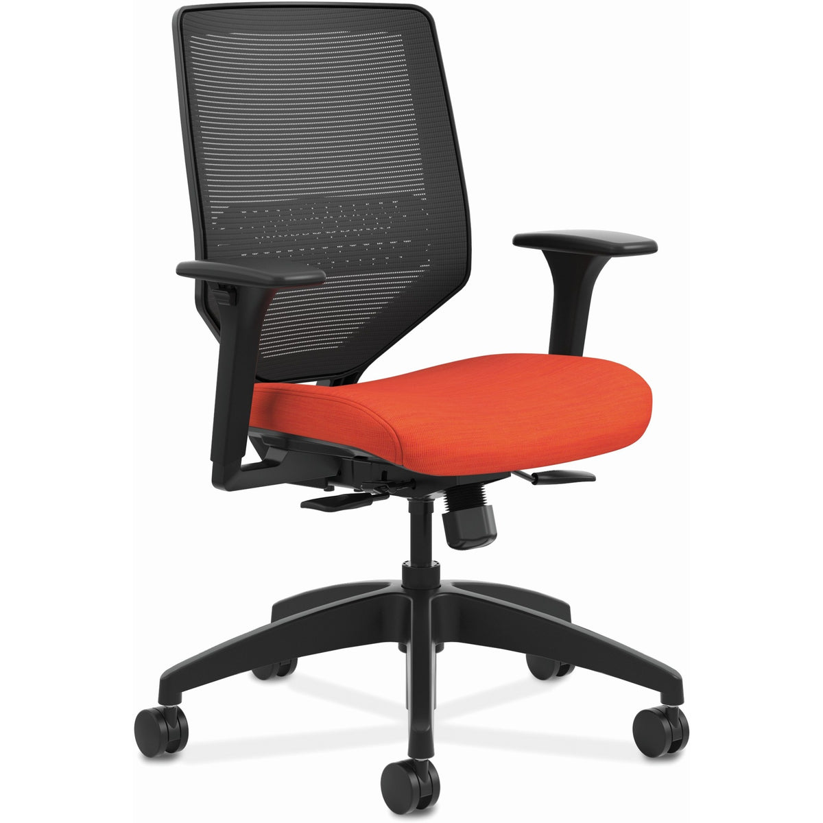 HON Solve Chair - Fabric Seat Material - Black Back Color - Mesh Back Material - Black Frame Color - Mid Back - Bittersw