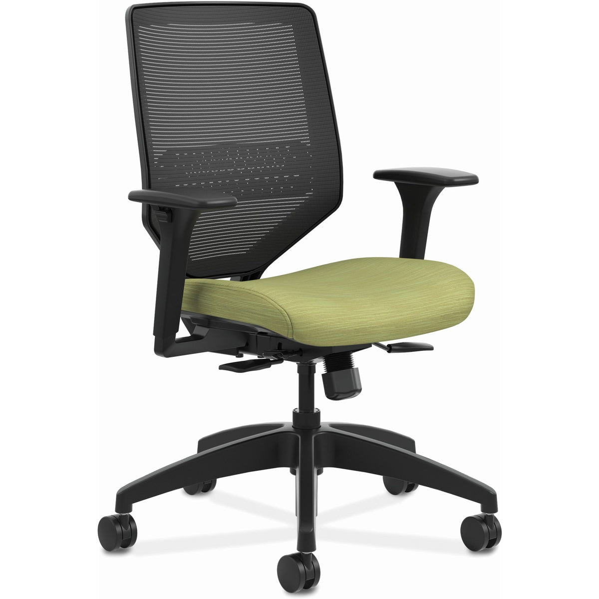 HON Solve Chair - Fabric Seat Material - Black Back Color - Mesh Back Material - Black Frame Color - Mid Back - Meadow -