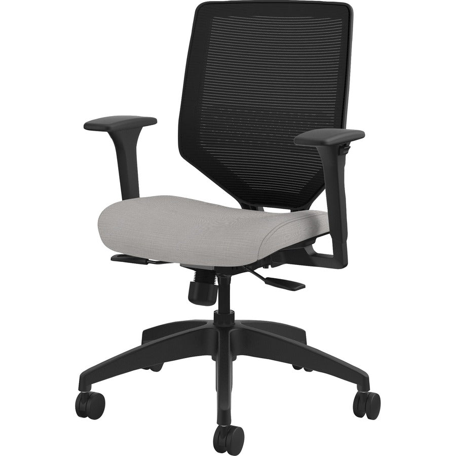 HON Solve Chair - Fabric Seat Material - Black Back Color - Mesh Back Material - Black Frame Color - Mid Back - Sterling