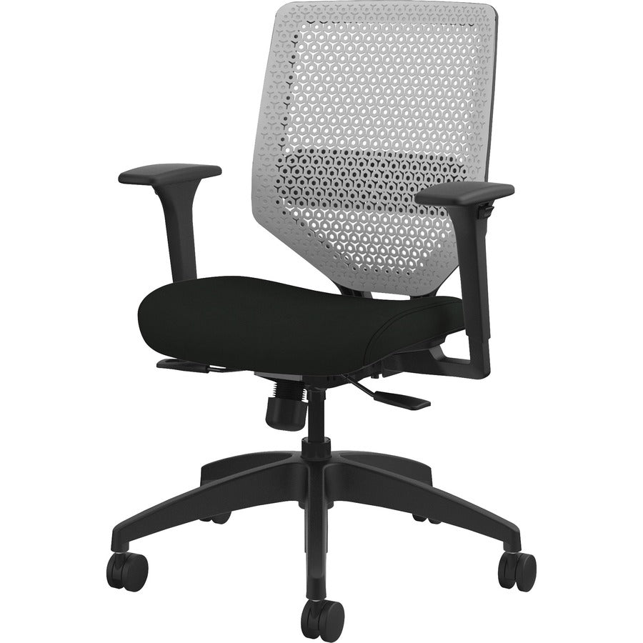 HON Solve Chair - Black Seat Color - Vinyl Seat Material - Titanium Back Color - Black Frame Color - Mid Back - Black - 
