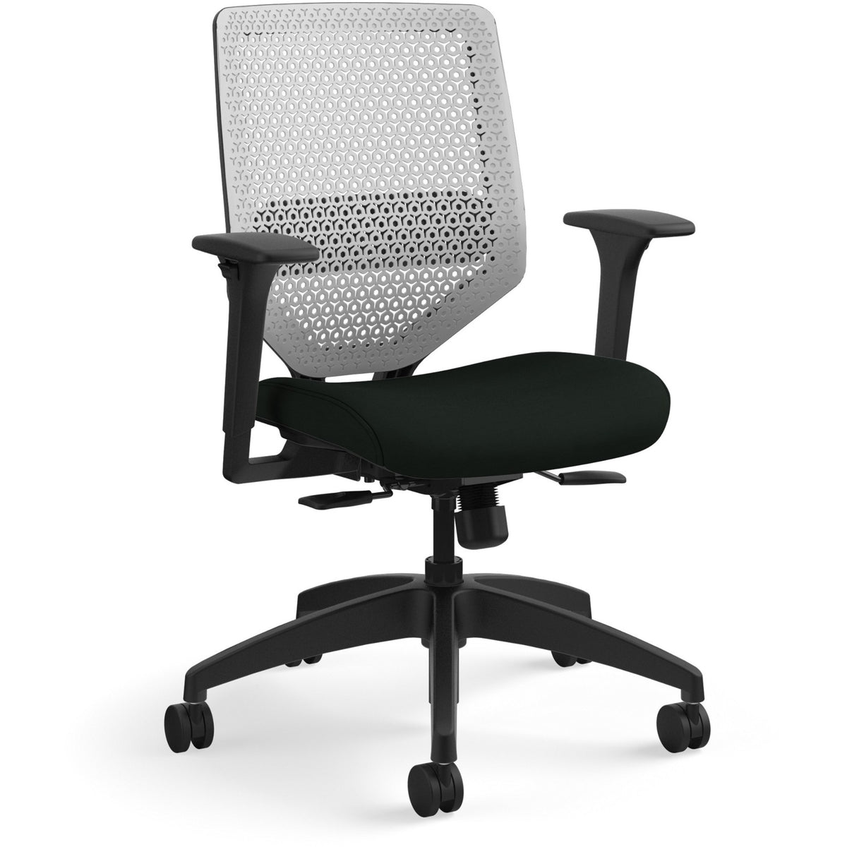 HON Solve Chair - Black Seat Color - Vinyl Seat Material - Titanium Back Color - Black Frame Color - Mid Back - Black - 