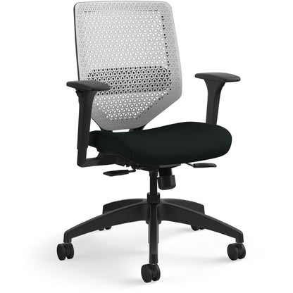 HON Solve Chair - Black Seat Color - Vinyl Seat Material - Titanium Back Color - Black Frame Color - Mid Back - Black - 