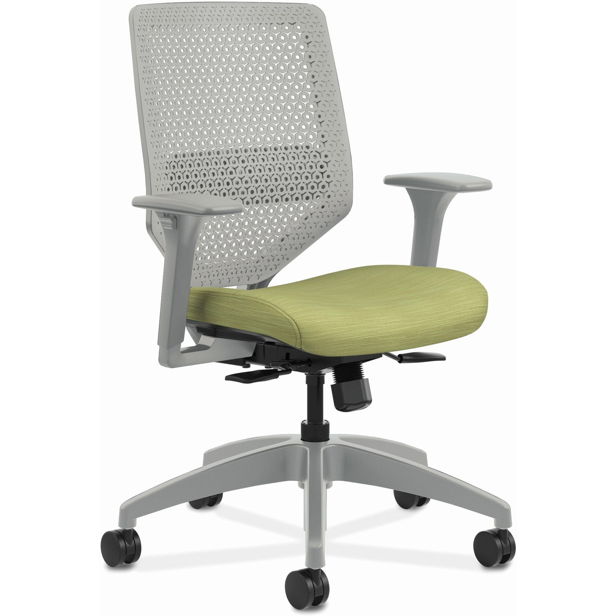 HON Solve Chair - Fabric Seat Material - Titanium Back Color - Black Frame Color - Mid Back - Meadow - 1 Each