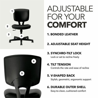HON Volt Chair - Black Seat Color - Bonded Leather Seat Material - Black Back Color - Bonded Leather Back Material - Bla