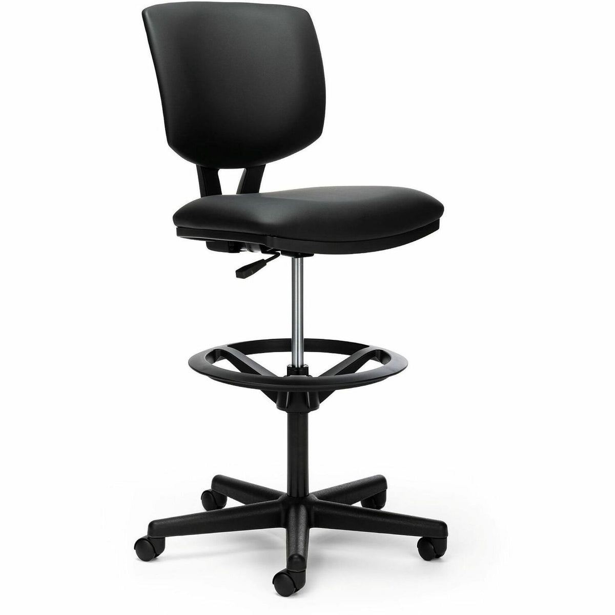 HON Volt Sitting Stool - Black Seat Color - Bonded Leather Seat Material - Black Back Color - Bonded Leather Back Materi