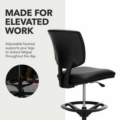 HON Volt Sitting Stool - Black Seat Color - Bonded Leather Seat Material - Black Back Color - Bonded Leather Back Materi