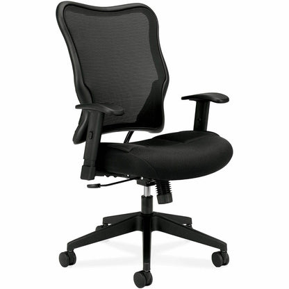 HON Wave Chair - Black Seat Color - Fabric Seat Material - Black Back Color - Reinforced Resin, Mesh Back Material - Bla