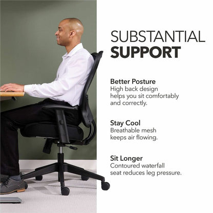 HON Wave Chair - Black Seat Color - Fabric Seat Material - Black Back Color - Reinforced Resin, Mesh Back Material - Bla