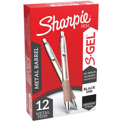 Sharpie S-Gel Pen - 0.7 mm Pen Point - Black Ink - Rose Gold Barrel - 12 / Dozen