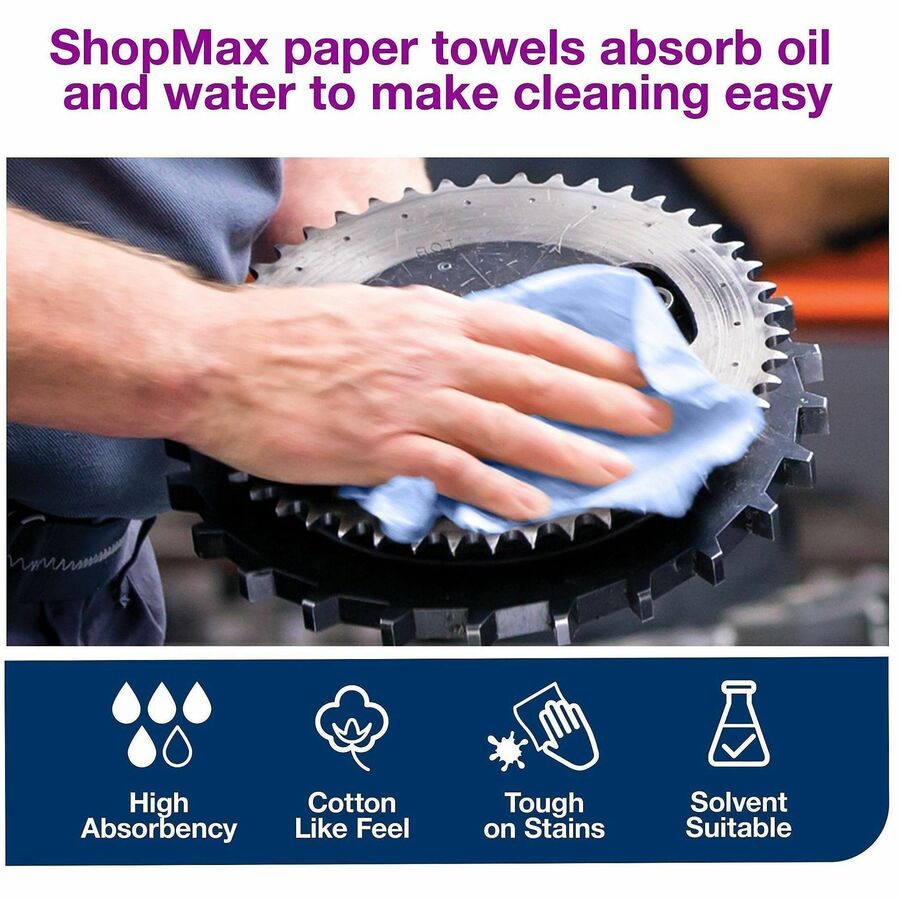 TORK ShopMax Heavy Duty Centerfeed Paper Towel Blue W22 - 1 Ply - 13.10" Length - 200 Sheets/Roll - Blue - Paper - 2 Rol