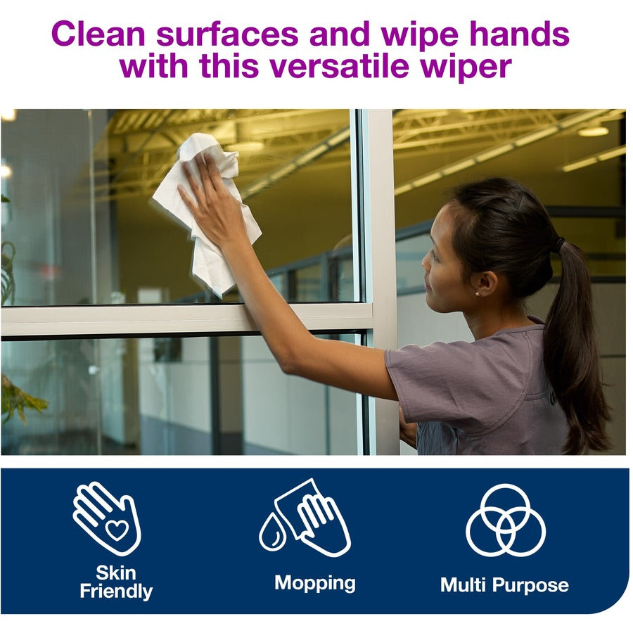 TORK Paper Wiper Plus White Self Dispensing - 1 Ply - Quarter-fold - 12.50" Width x 13" Length - White - Paper - 90/Pack