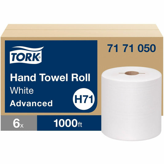 TORK Roll Hand Towel White H71 - 1 Ply - 7.85" Roll Diameter - White - Paper, Fiber - 6 / Carton