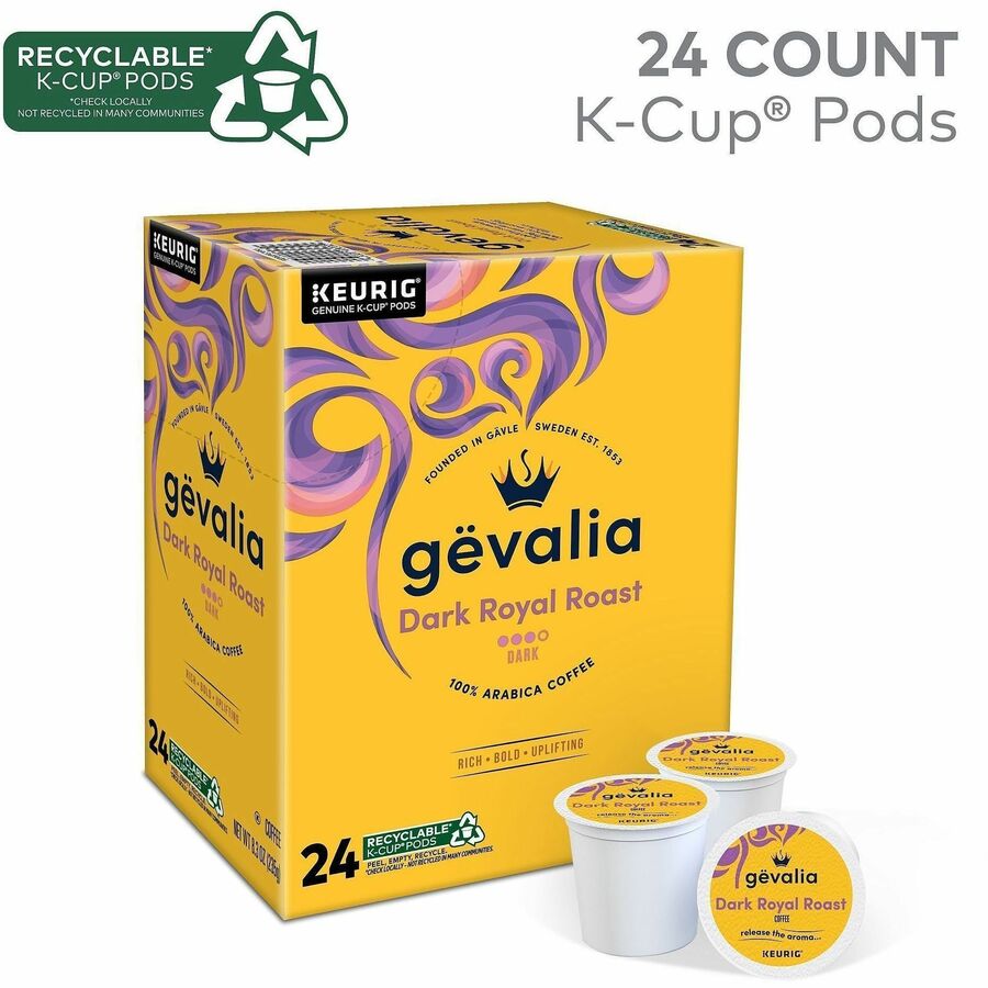 Gevalia K-Cup Dark Royal Roast Coffee - Compatible with Keurig Brewer - Dark - K-Cup - Dark Royal Roast - 24 / Box