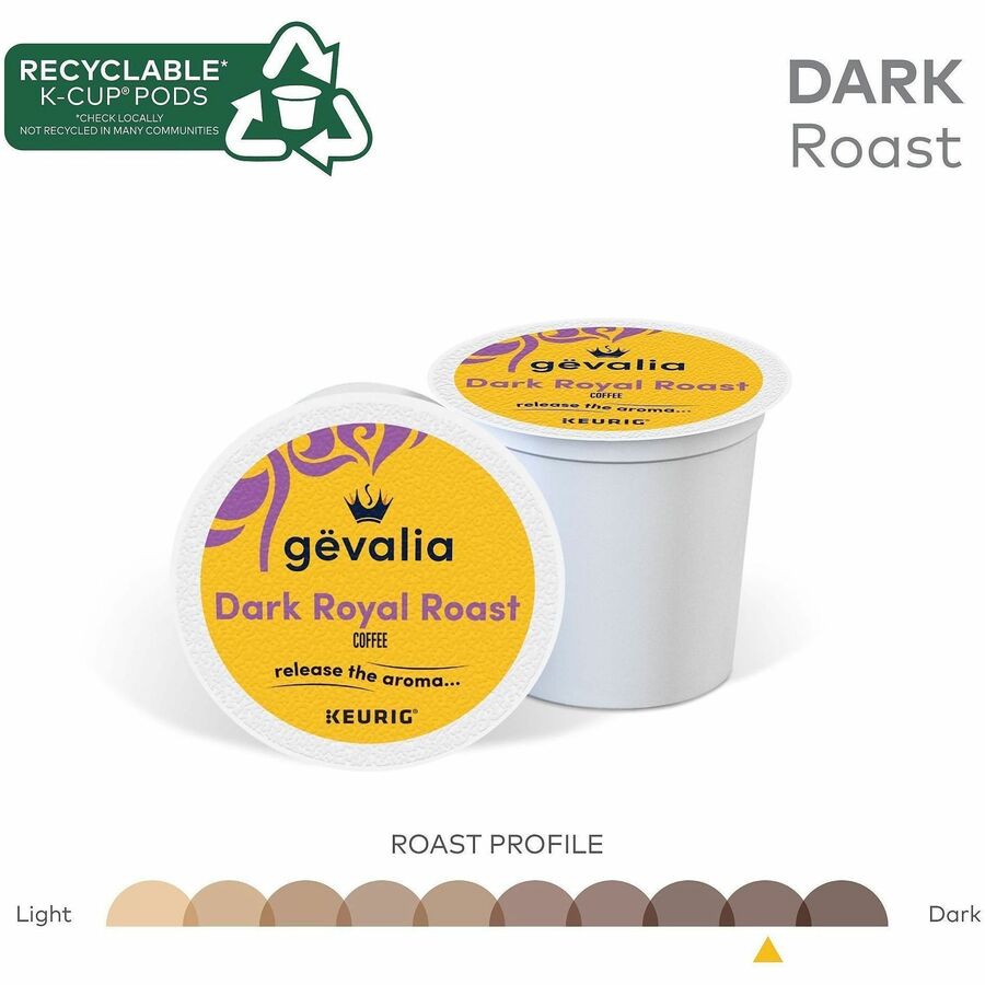 Gevalia K-Cup Dark Royal Roast Coffee - Compatible with Keurig Brewer - Dark - K-Cup - Dark Royal Roast - 24 / Box