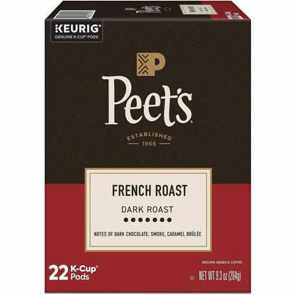 Peet's K-Cup French Roast Coffee - Compatible with Keurig Brewer - Dark - K-Cup - 22 / Box