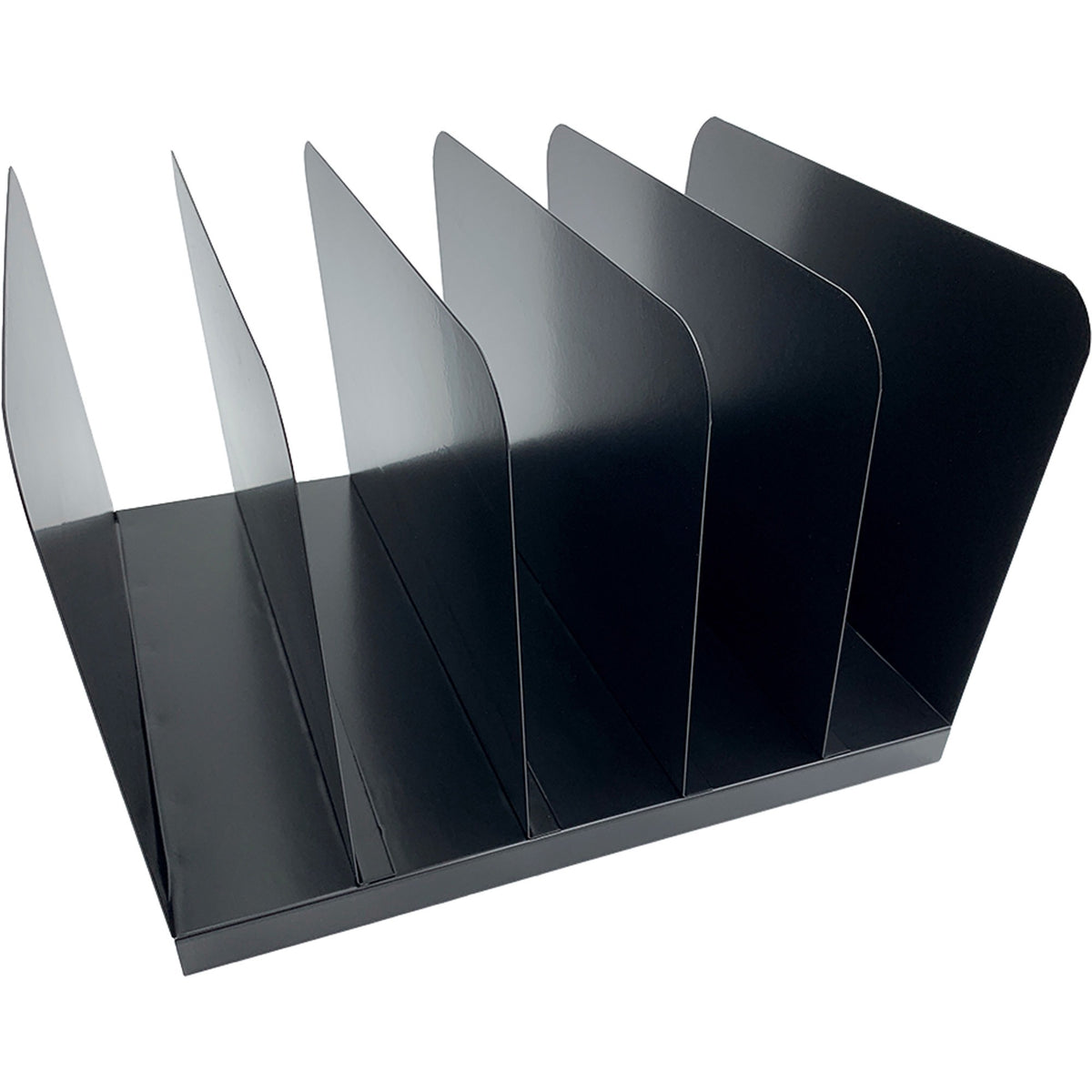 Huron Vertical Desk Organizer - 5 Compartment(s) - Vertical - 7.75" Height x 11" Width x 12.50" Depth - Durable - Black 