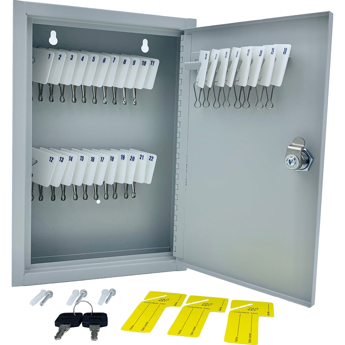 Huron Slotted Heavy-duty Key Cabinet - Keyhole Slot, Heavy Duty, Durable, Locking System - Gray - Steel - 1 Each
