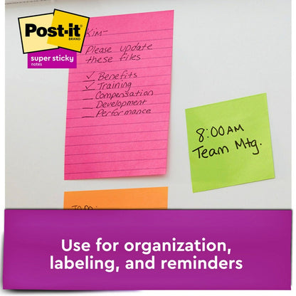 Post-it® Super Sticky Notes - Supernova Neons Color Collection - 4" Flag/Note Width x 6" Flag/Note Length - Rectangle - 