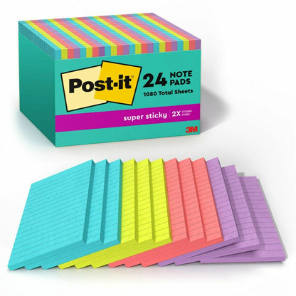 Post-it® Super Sticky Notes - Supernova Neons Color Collection - 4" Flag/Note Width x 6" Flag/Note Length - Rectangle - 