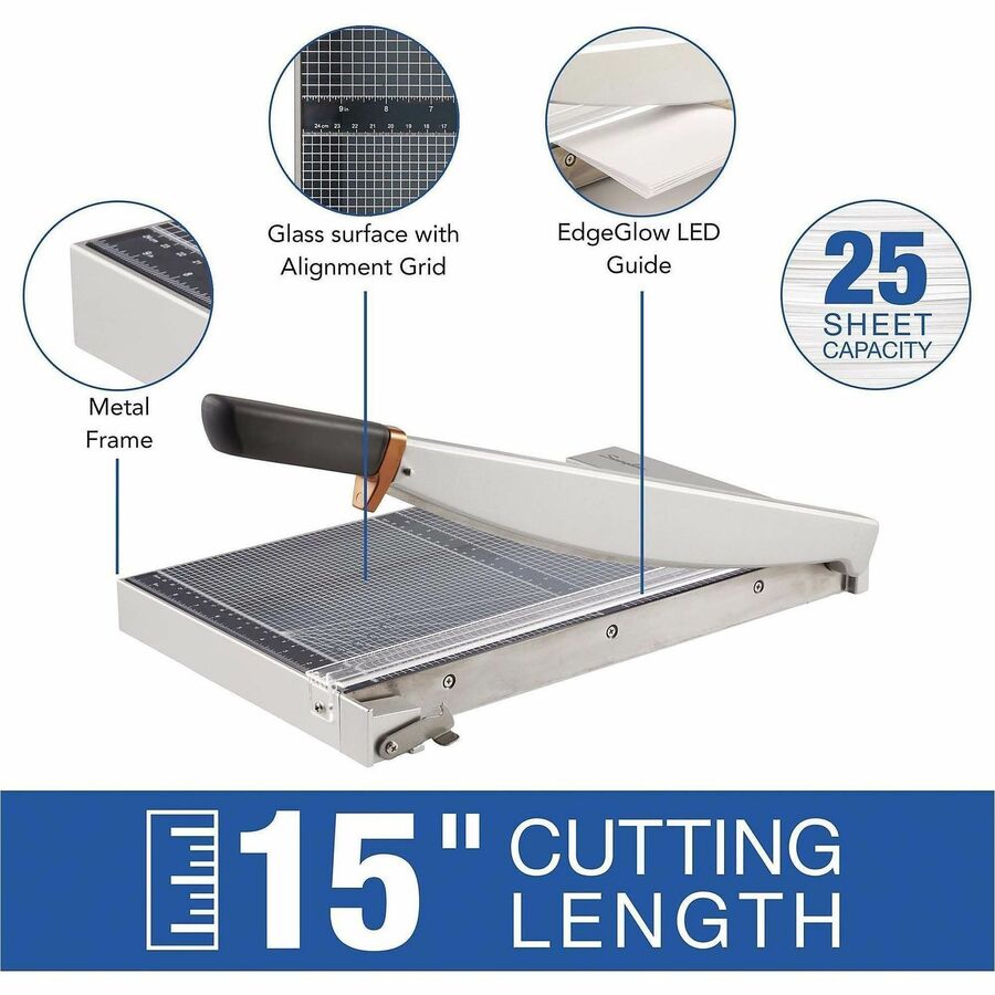 Swingline ClassicCut Bypass Trimmer - 25 Sheet Cutting Capacity - 12" Cutting Length - Wood - Gray - 1 Each