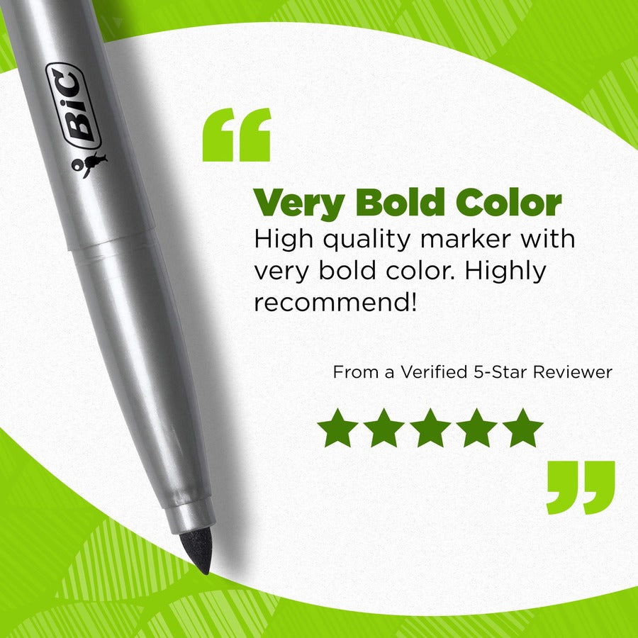 BIC Ecolutions Permanent Marker - Blue, Green, Black, Red Ink - 12 / Dozen