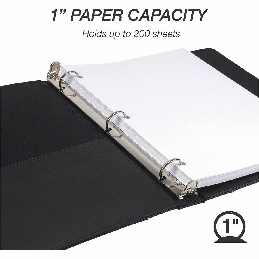 Samsill Contrast Stitch Leather Ring Binder - 1" Binder Capacity - Letter - 8 1/2" x 11" Sheet Size - 200 Sheet Capacity