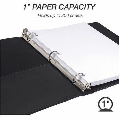 Samsill Contrast Stitch Leather Ring Binder - 1" Binder Capacity - Letter - 8 1/2" x 11" Sheet Size - 200 Sheet Capacity