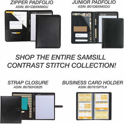 Samsill Contrast Stitch Leather Ring Binder - 1" Binder Capacity - Letter - 8 1/2" x 11" Sheet Size - 200 Sheet Capacity