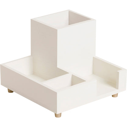 U Brands Juliet Collection Compartment Cup - 4.5" Height x 6" Width x 6" Depth - Pine Wood - White - 1 Each