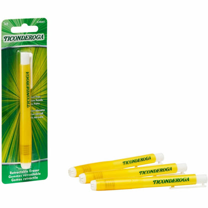 Ticonderoga Retractable Erasers - Yellow - 1 Each - Smudge-free, Residue-free, Non-tearing, Latex-free, Retractable, Lat