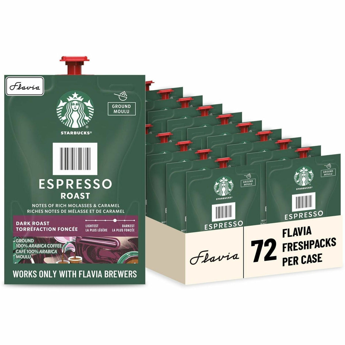 Flavia Freshpack Starbucks Espresso Dark Roast Coffee - Compatible with Flavia Barista - Hot Coffee - Freshpack - Espres