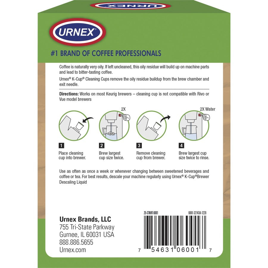 Urnex Single Brewer Cleaning Cups - For Coffee Brewer - Odorless, Phosphate-free, Biodegradable - Multi - 5/Box - 1 Each